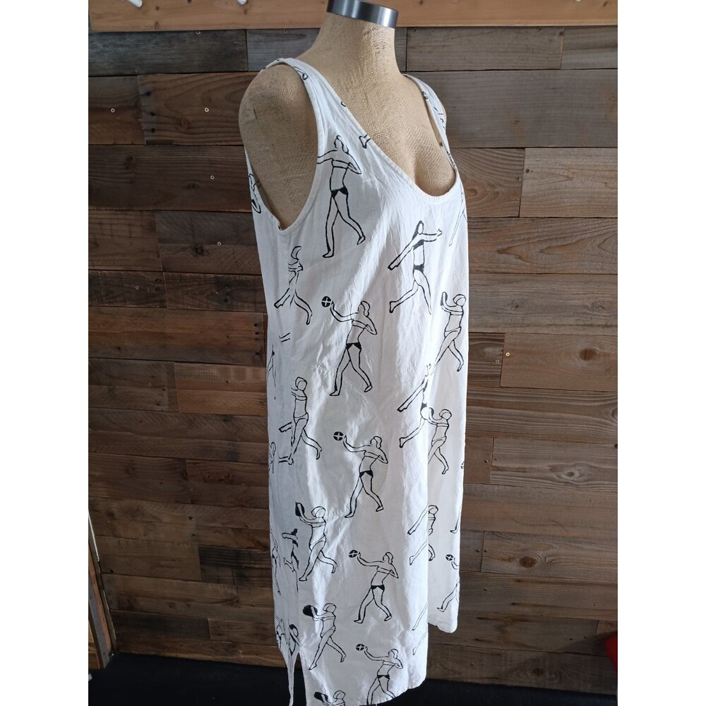 PO-EM The Demi Tank Sundress Sz. Lg. Cotton Villa Block Print Pockets Oversized - Picture 2 of 11